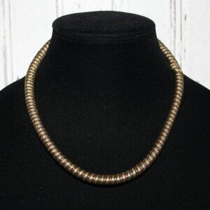 Brown and green cord wrapped necklace 20" wooden bead toggle